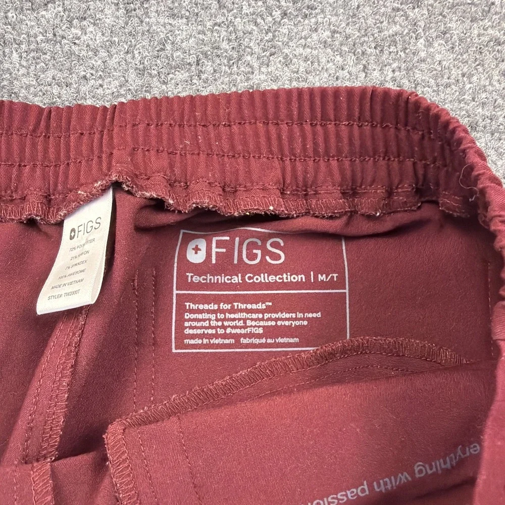 FIGS Scrub Pants Mens Medium Burgundy Drawstring Technical Collection Healthcare